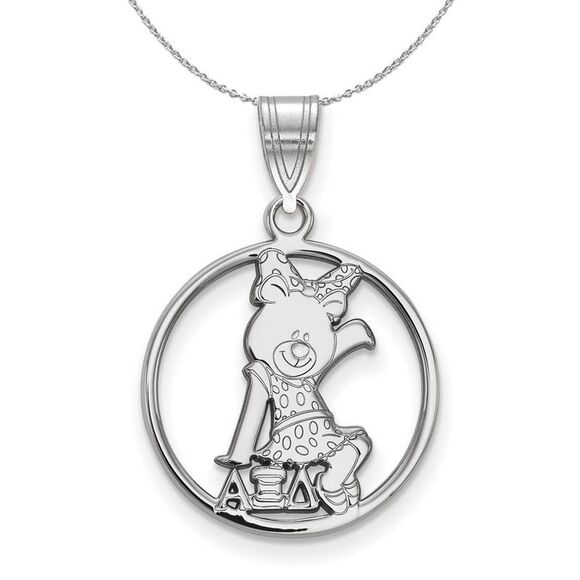 Sterling Silver Alpha Xi Delta Medium Circle Necklace - 24 Inch - Picture 1 of 8